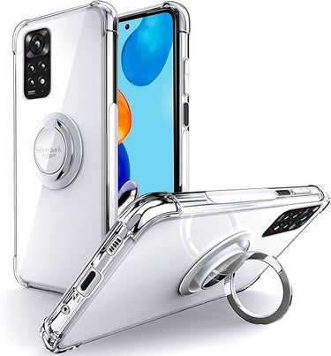 Silverback Funda para Redmi Note 11, Carcasa con Soporte de Anillo Giratorio de 360 Grados, Funda Transparente de TPU a Prueba de Golpes - Transparente